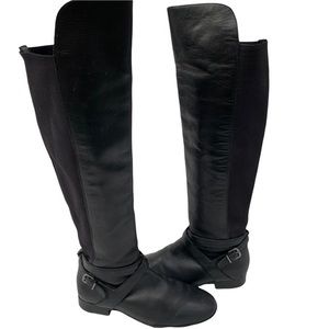 Antonio Melani Black Over the Knee Leather Boots Size 5.5